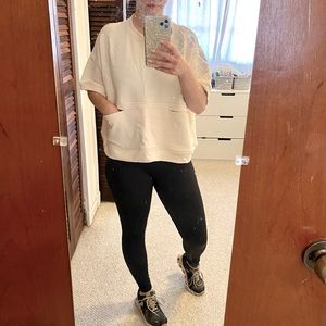 NWT Oversized cropped short sleeve terry-cloth sweatshirt